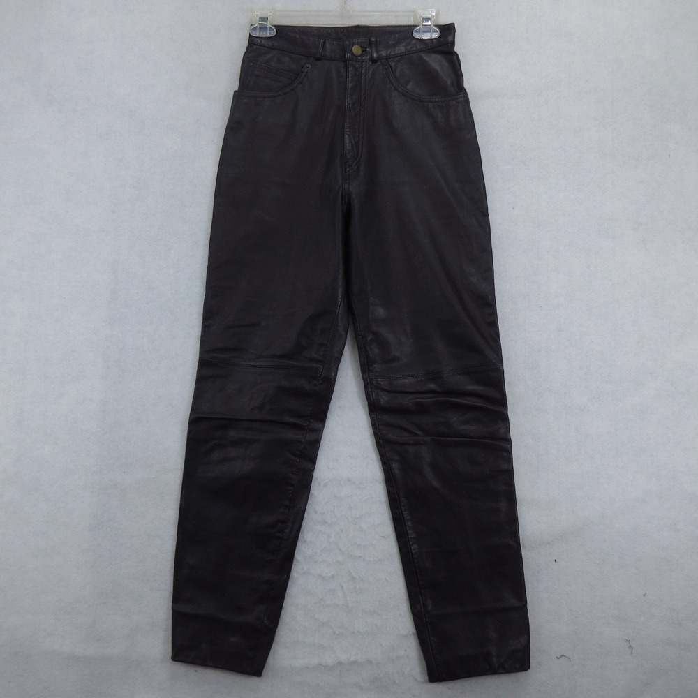 Ricardo Lenzi Women's Pants Size 00 Skinny Leather Pockets Black